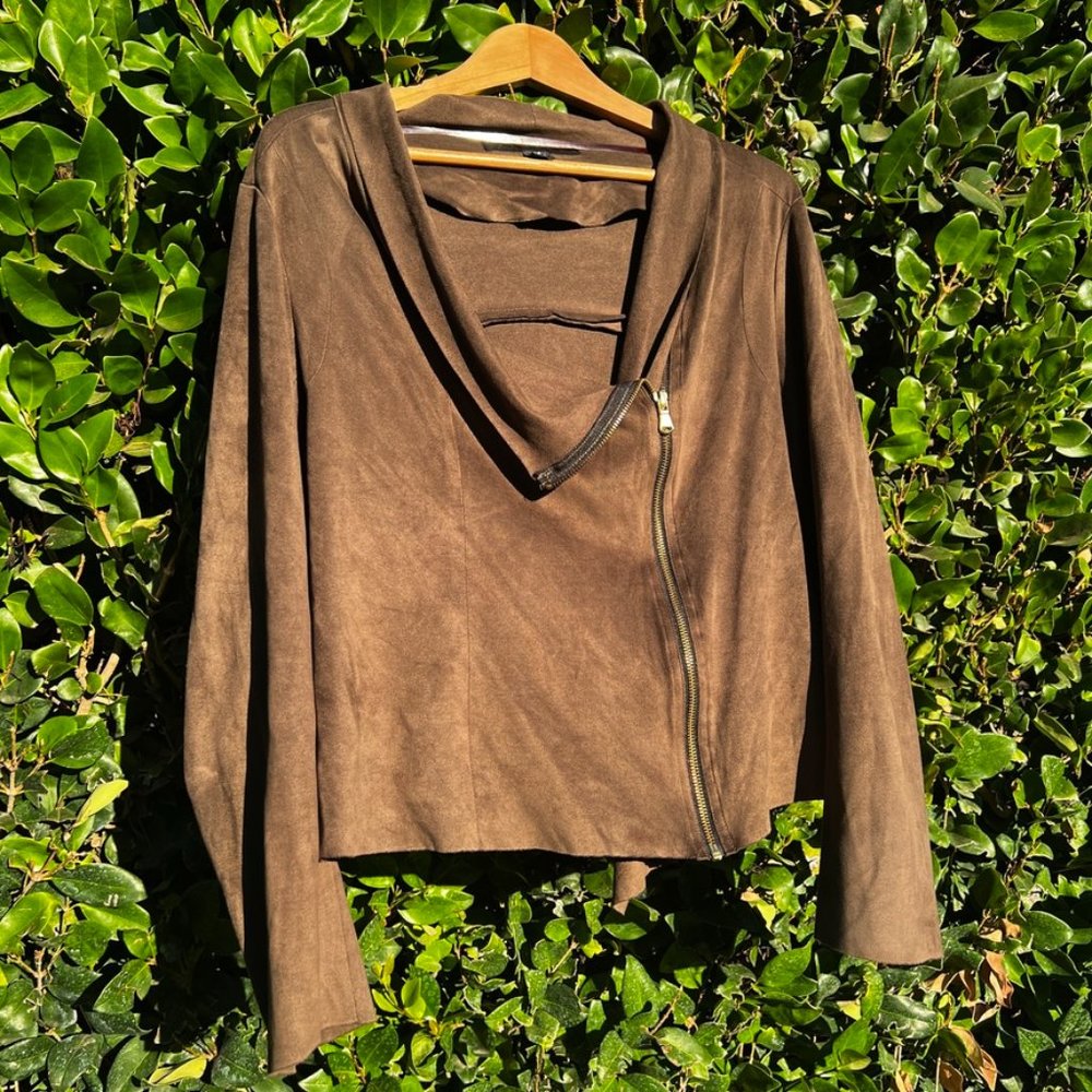 Lightweight Cropped Faux Microsuede Jacket from StitchFix | Size M